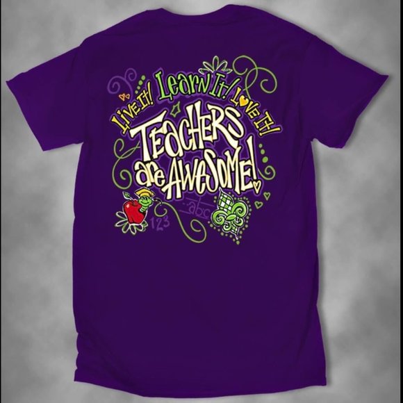 Teachers Are Awesome Purple T-Shirt - Picture 1 of 3
